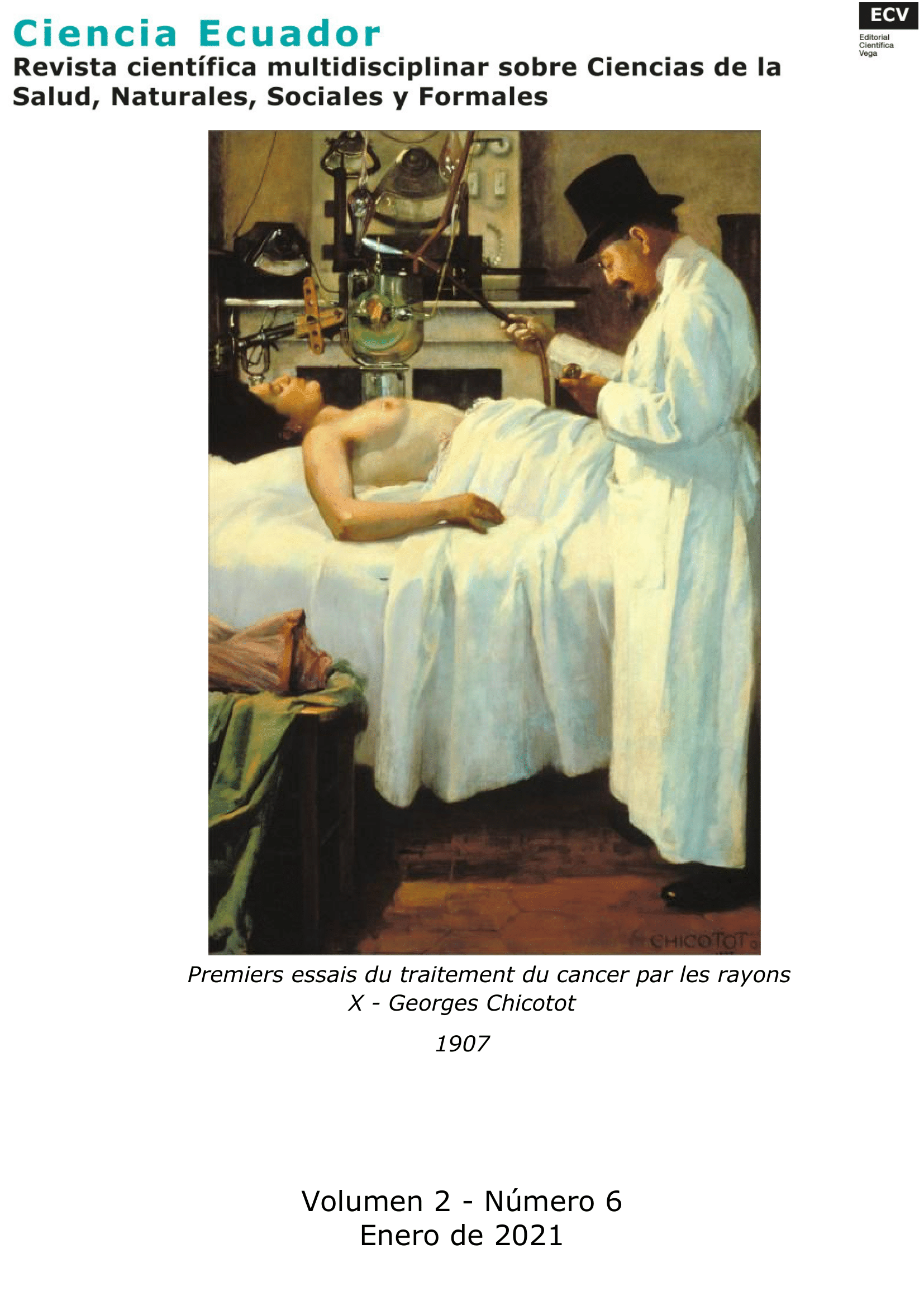 Primeros ensayos del tratamiento del cáncer por los rayos X. Imagen de dominio público